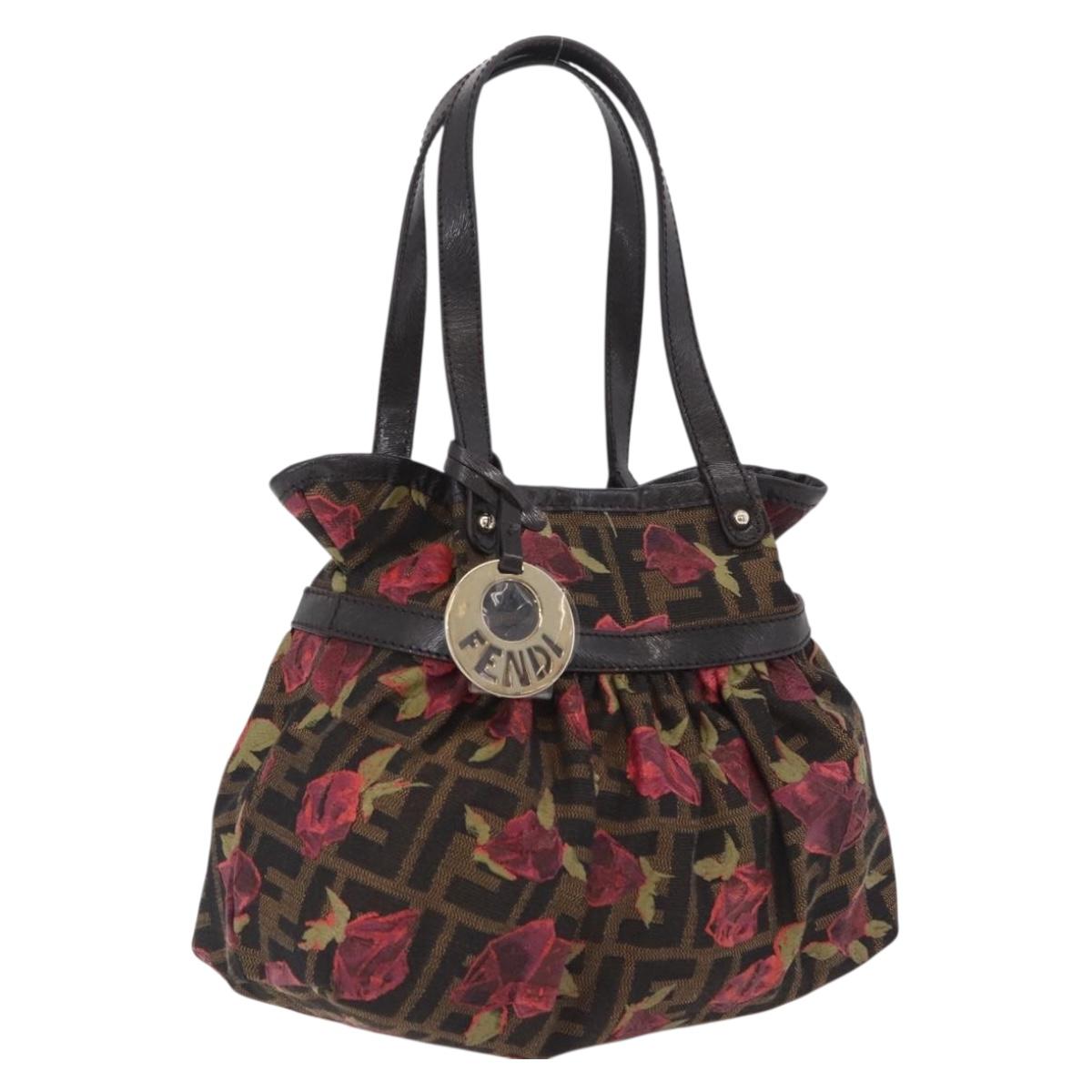 FENDI Zucca Canvas Hand Bag Brown Gold Tone 8BH212 Auth BA16327V