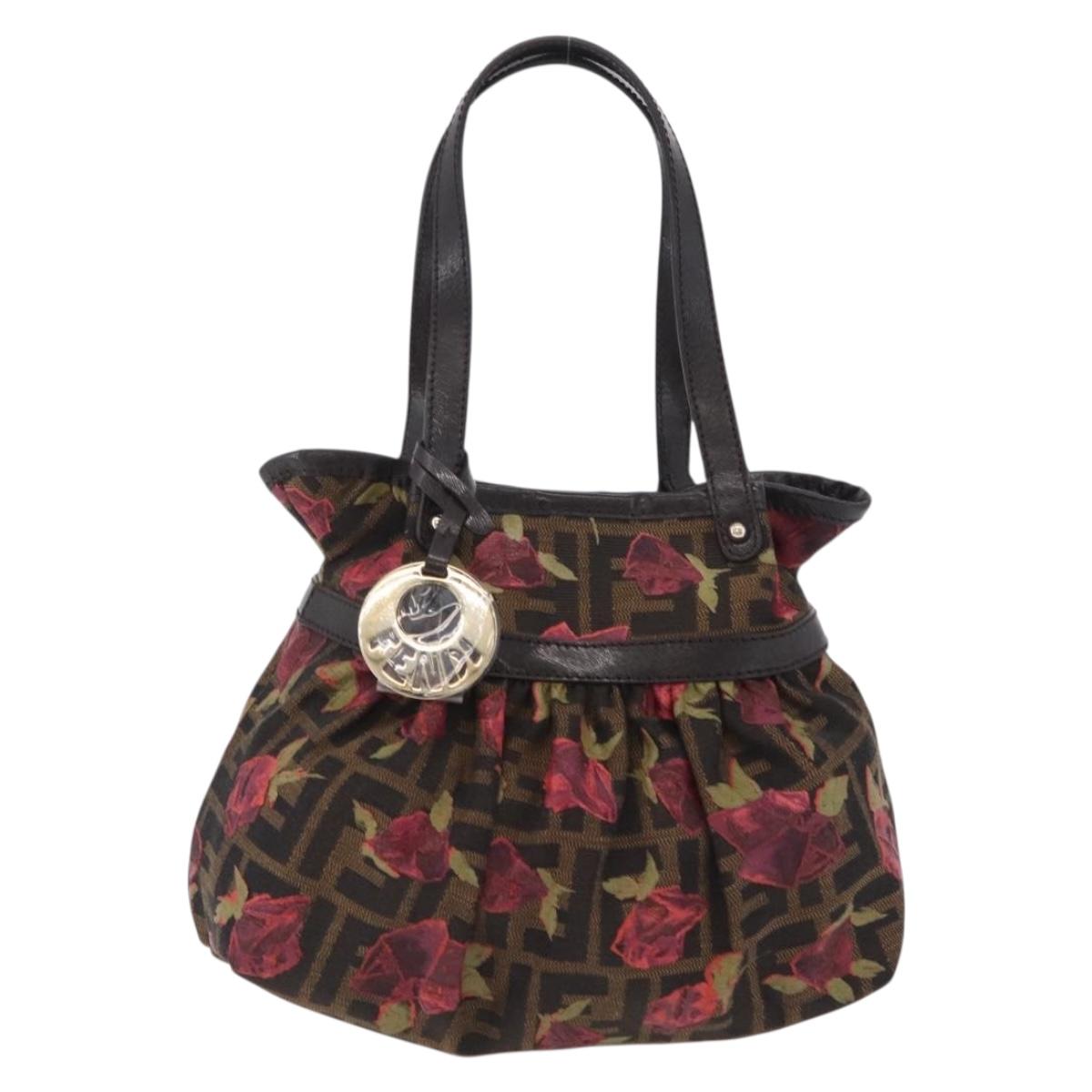 FENDI Zucca Canvas Hand Bag Brown Gold Tone 8BH212 Auth BA16327V