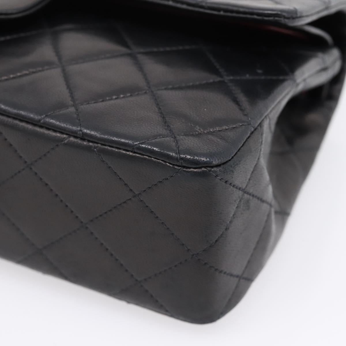 CHANEL Matelasse 25 Double Flap Chain Shoulder Bag Lamb Skin Auth BA16328SAM