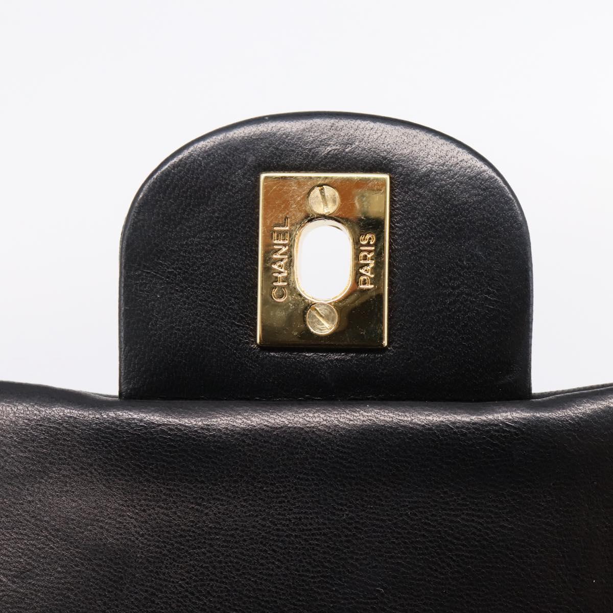 CHANEL Matelasse 25 Double Flap Chain Shoulder Bag Lamb Skin Auth BA16328SAM