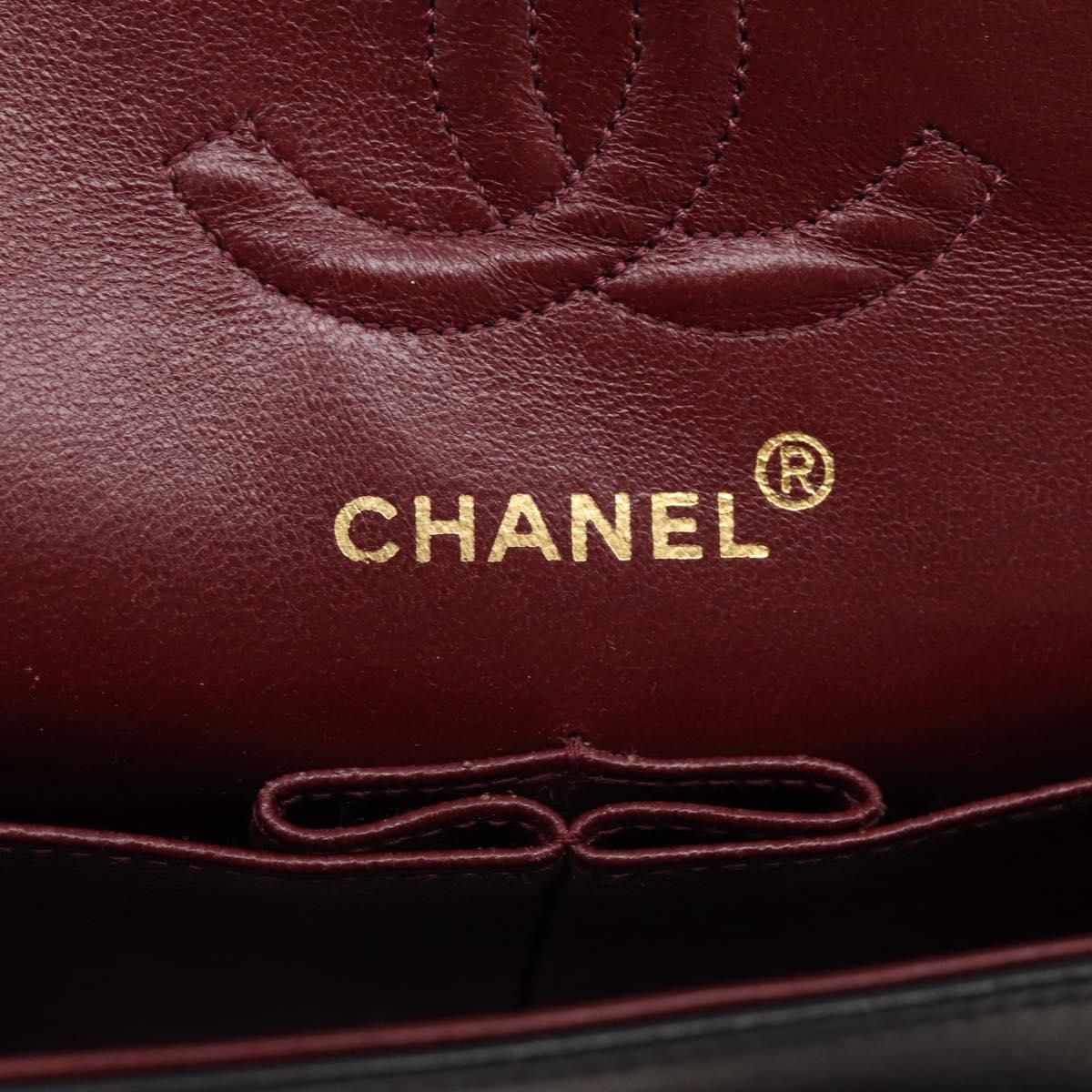 CHANEL Matelasse 25 Double Flap Chain Shoulder Bag Lamb Skin Auth BA16328SAM