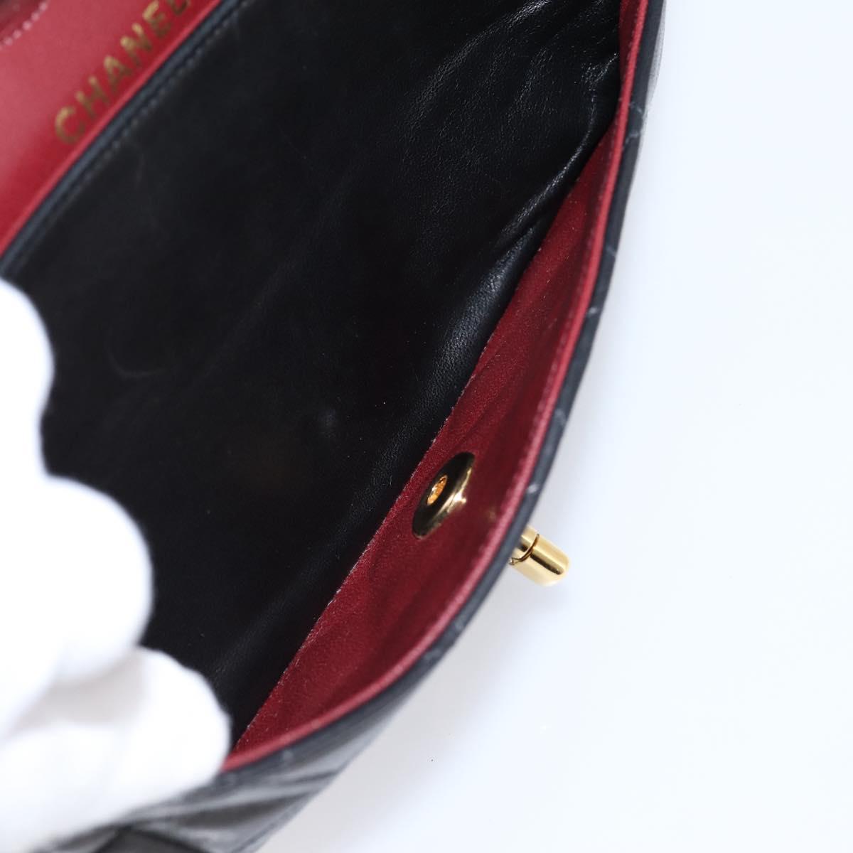 CHANEL Matelasse 25 Double Flap Chain Shoulder Bag Lamb Skin Auth BA16328SAM