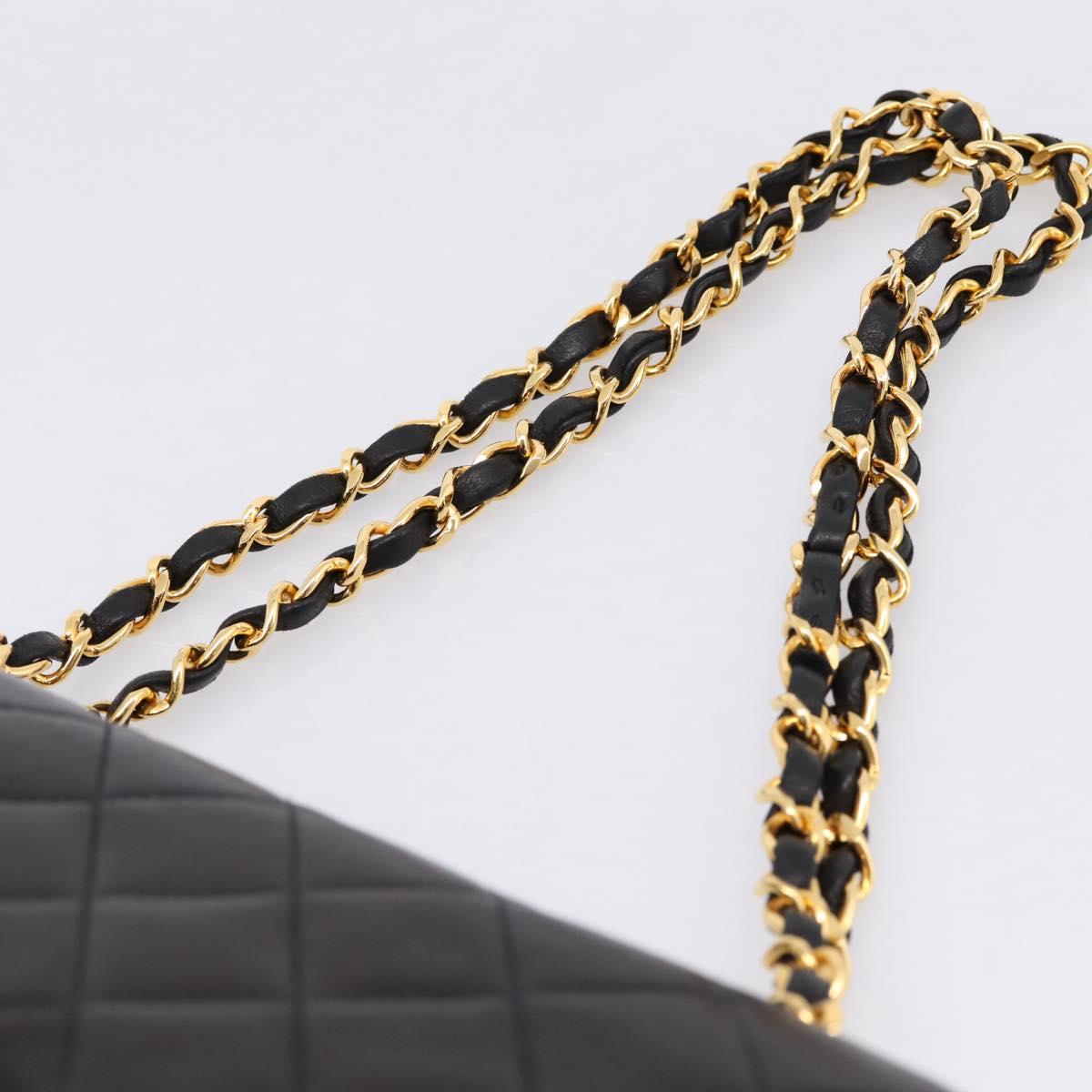CHANEL Matelasse 25 Double Flap Chain Shoulder Bag Lamb Skin Auth BA16328SAM