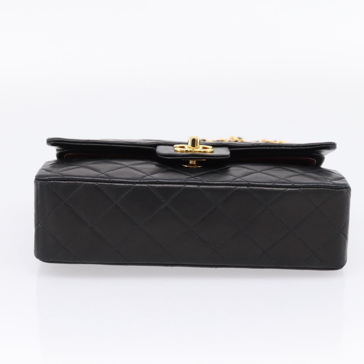 CHANEL Matelasse 25 Double Flap Chain Shoulder Bag Lamb Skin Auth BA16328SAM