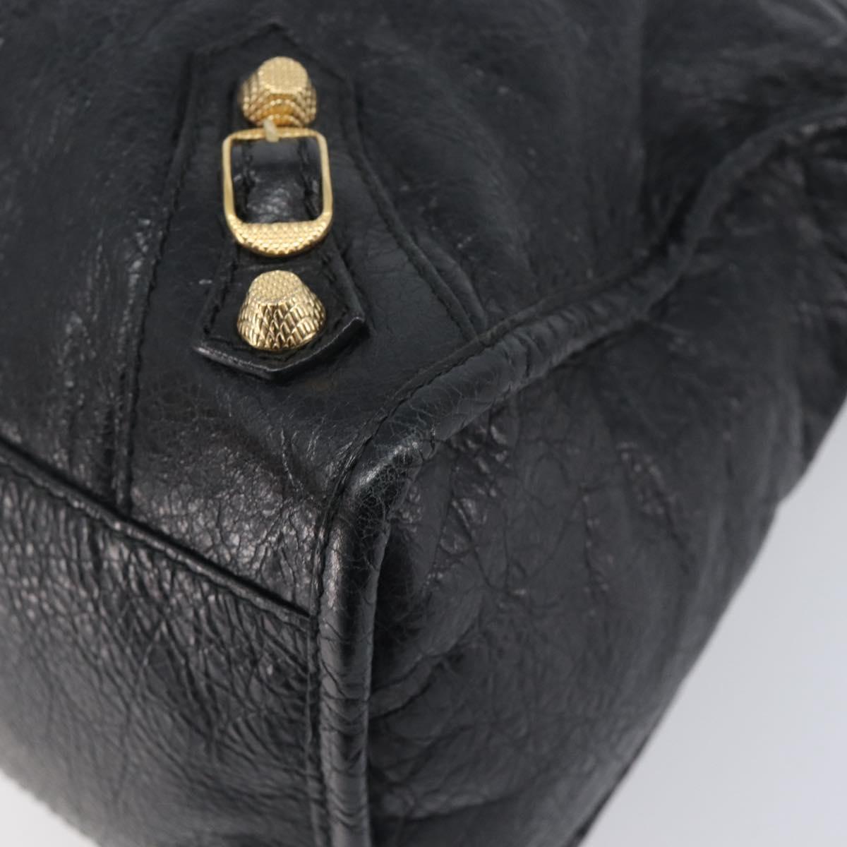Balenciaga Giant City Hand Bag Leather 2way Black Gold 281770 Auth BA16329SAM