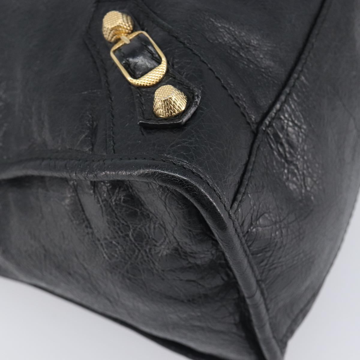 Balenciaga Giant City Hand Bag Leather 2way Black Gold 281770 Auth BA16329SAM