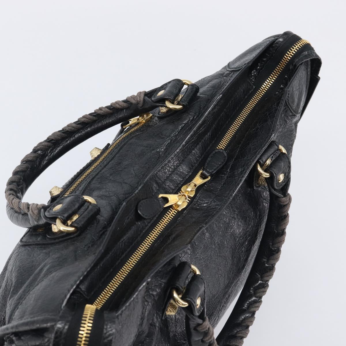 Balenciaga Giant City Hand Bag Leather 2way Black Gold 281770 Auth BA16329SAM
