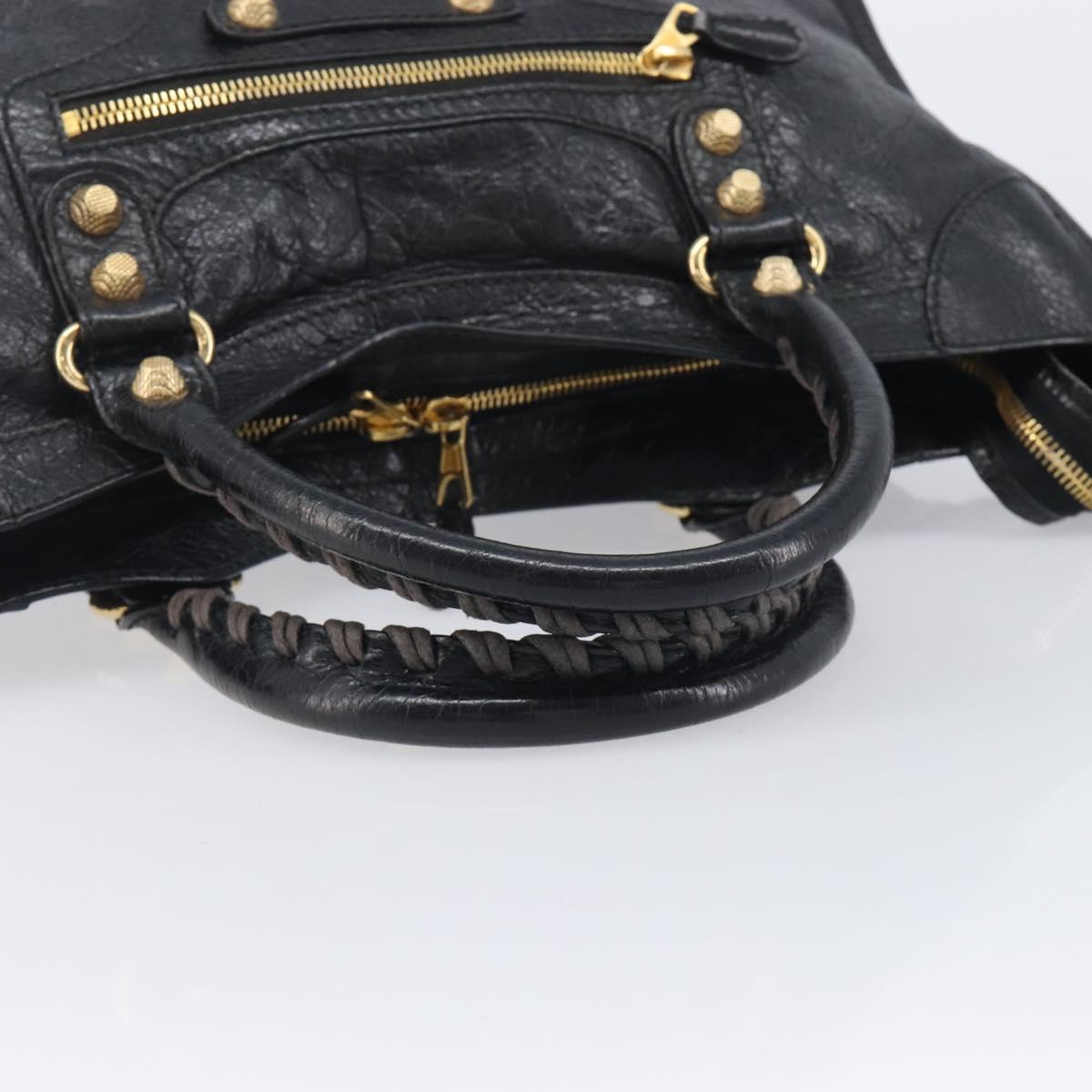 Balenciaga Giant City Hand Bag Leather 2way Black Gold 281770 Auth BA16329SAM