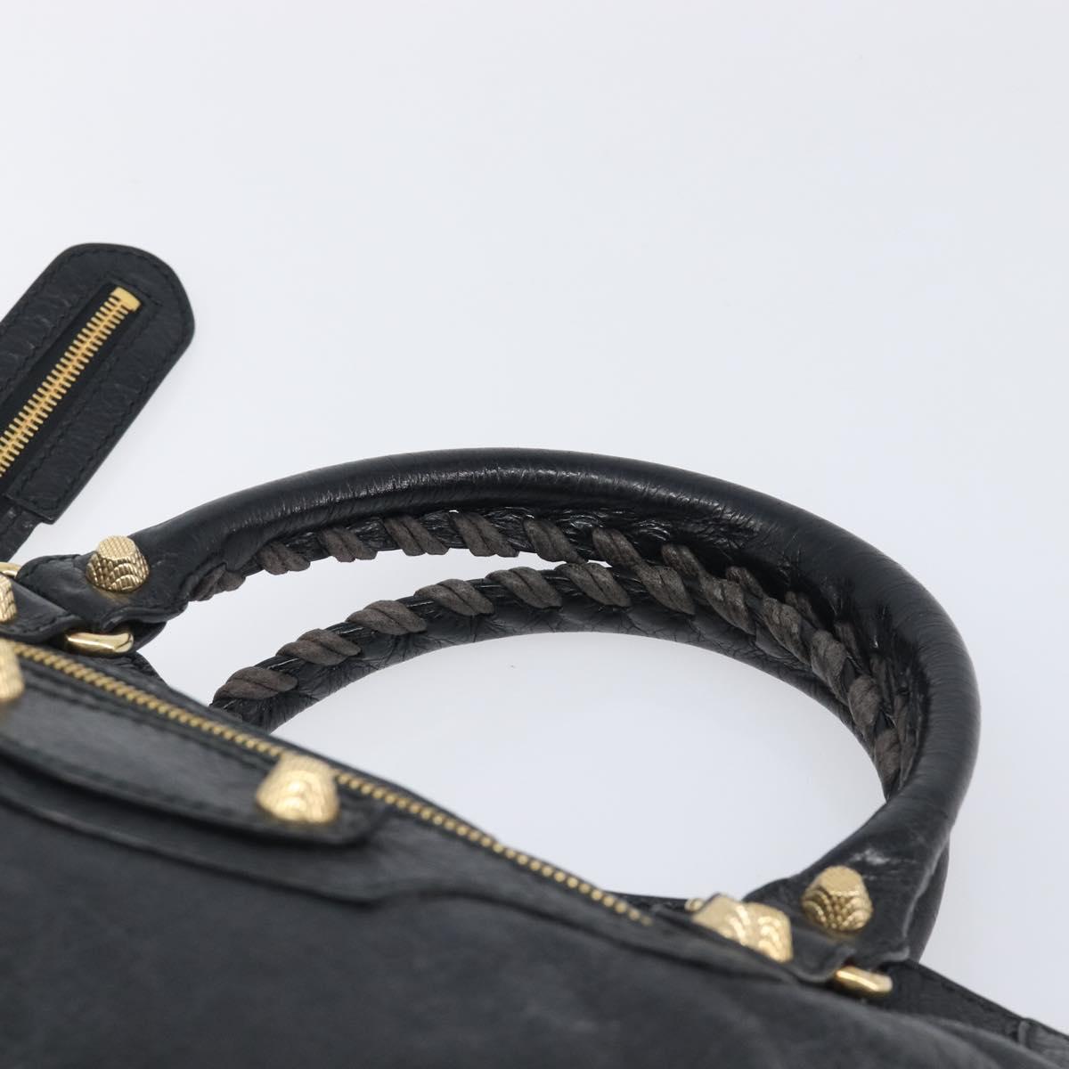 Balenciaga Giant City Hand Bag Leather 2way Black Gold 281770 Auth BA16329SAM