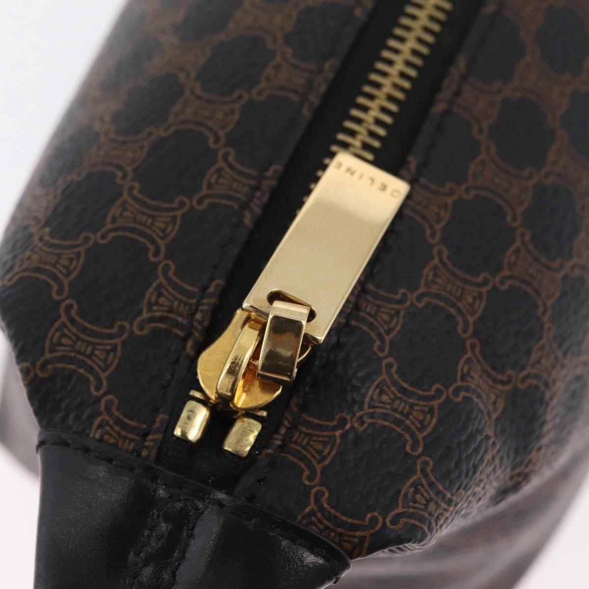 CELINE Macadam Hand Bag PVC Black Gold Tone Auth BA16333A