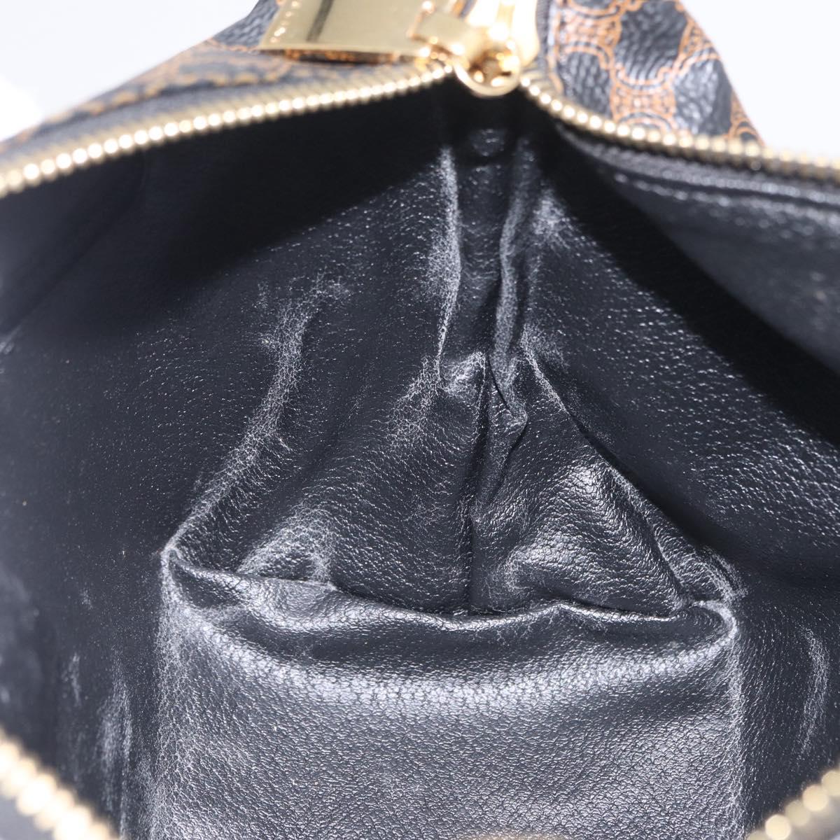 CELINE Macadam Hand Bag PVC Black Gold Tone Auth BA16333A