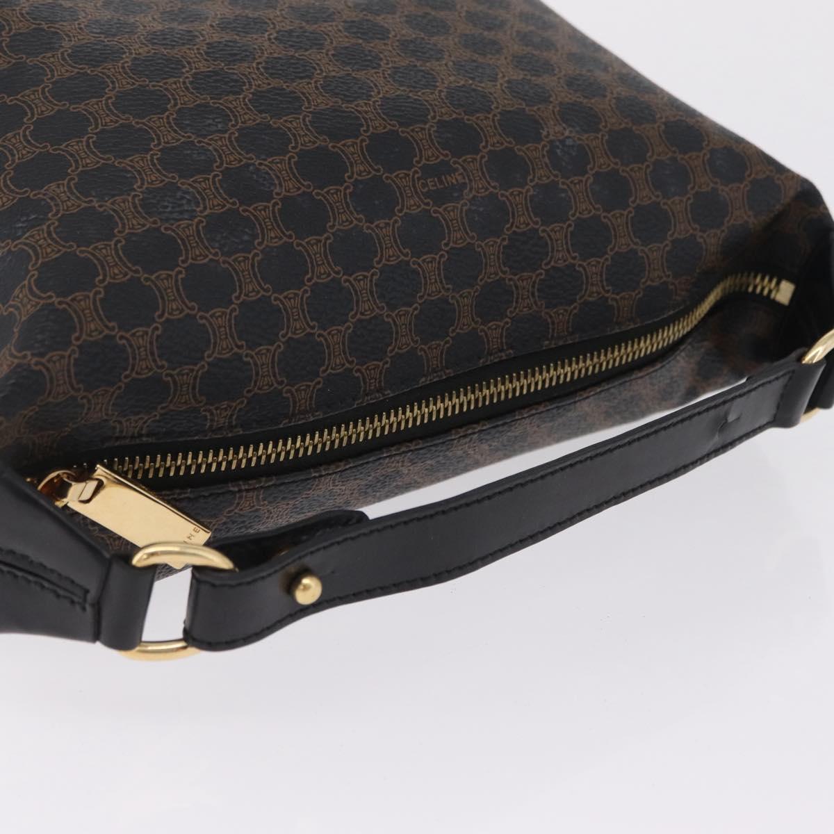 CELINE Macadam Hand Bag PVC Black Gold Tone Auth BA16333A