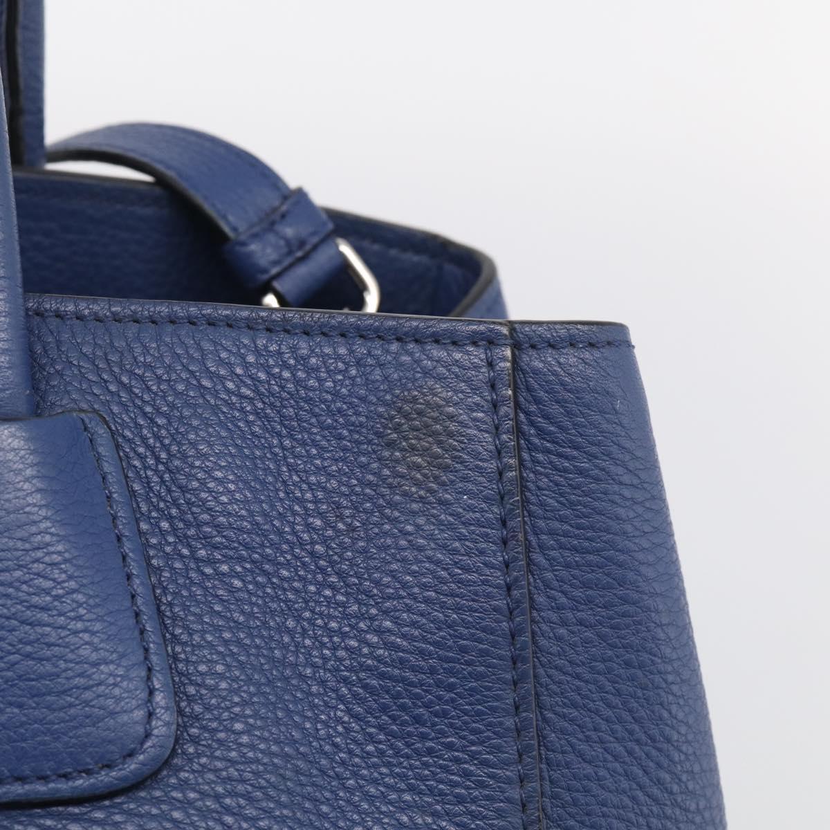 PRADA Vitterodino Tote Bag Leather 2way Blue Silver Auth BA16335V