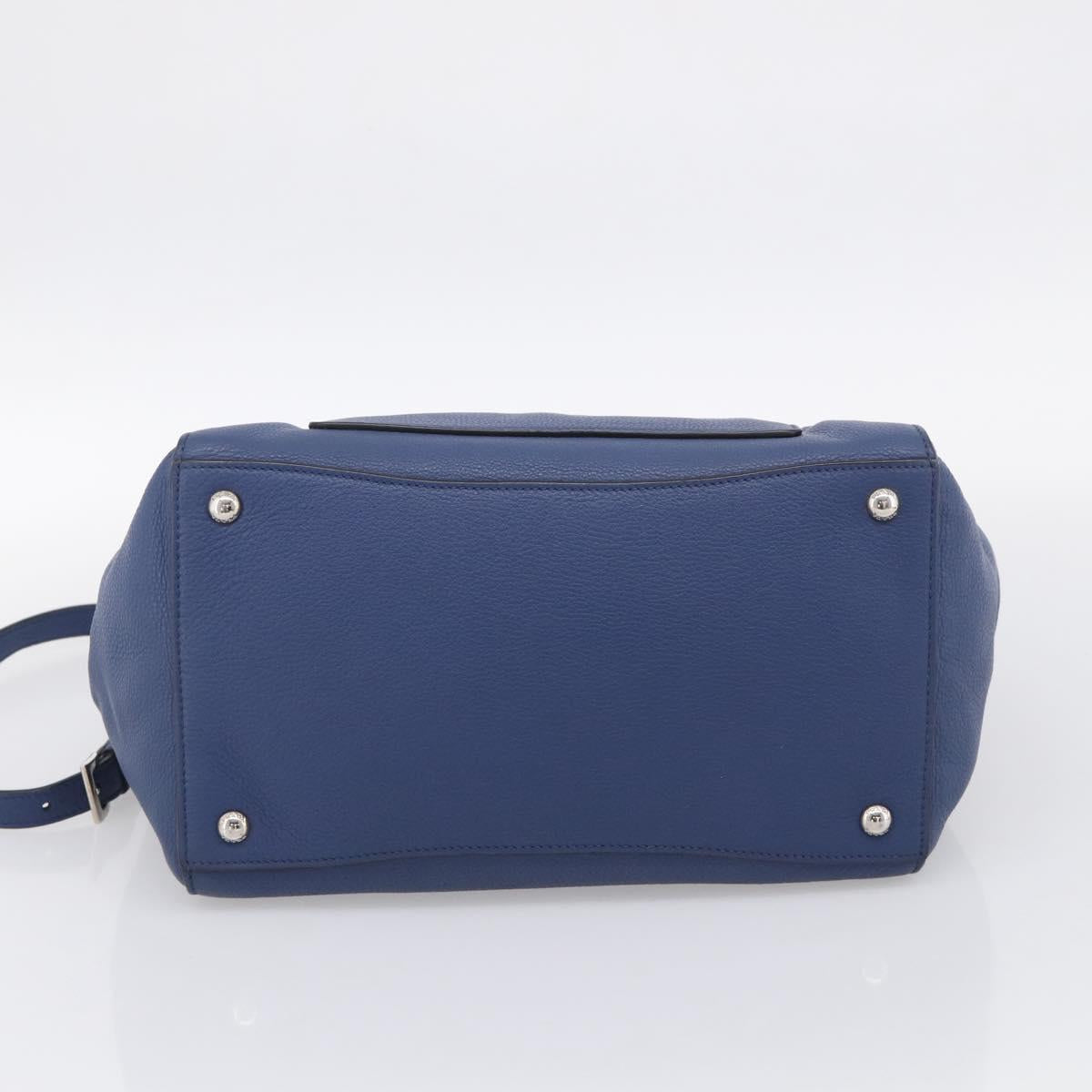 PRADA Vitterodino Tote Bag Leather 2way Blue Silver Auth BA16335V
