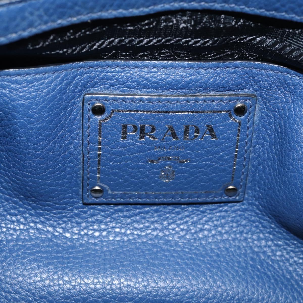 PRADA Vitterodino Tote Bag Leather 2way Blue Silver Auth BA16335V