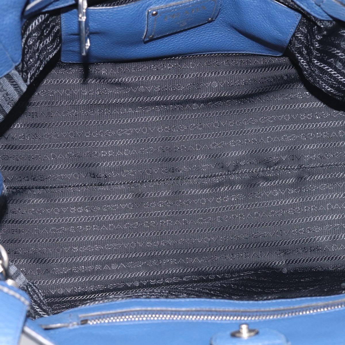 PRADA Vitterodino Tote Bag Leather 2way Blue Silver Auth BA16335V