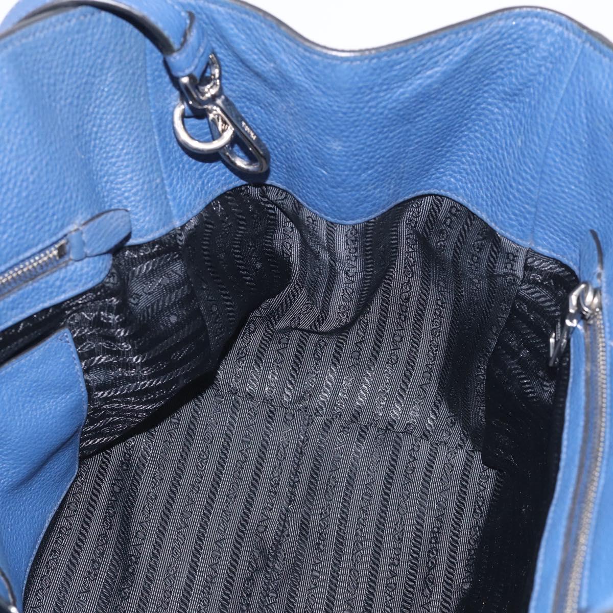 PRADA Vitterodino Tote Bag Leather 2way Blue Silver Auth BA16335V