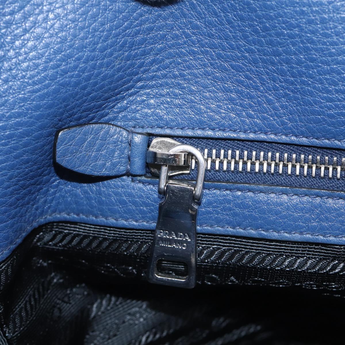 PRADA Vitterodino Tote Bag Leather 2way Blue Silver Auth BA16335V