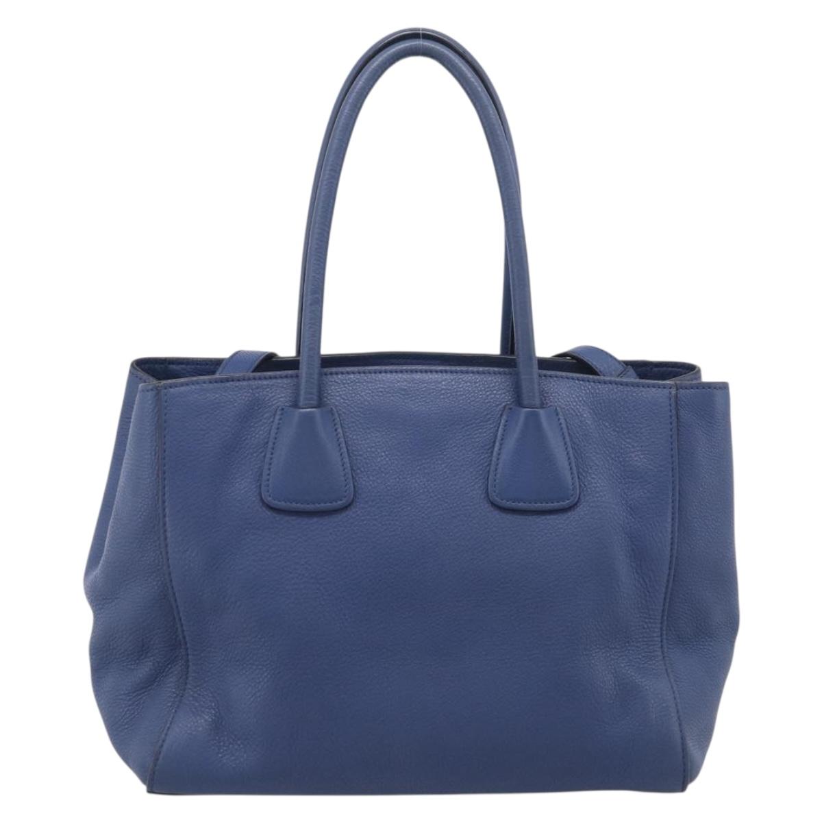 PRADA Vitterodino Tote Bag Leather 2way Blue Silver Auth BA16335V