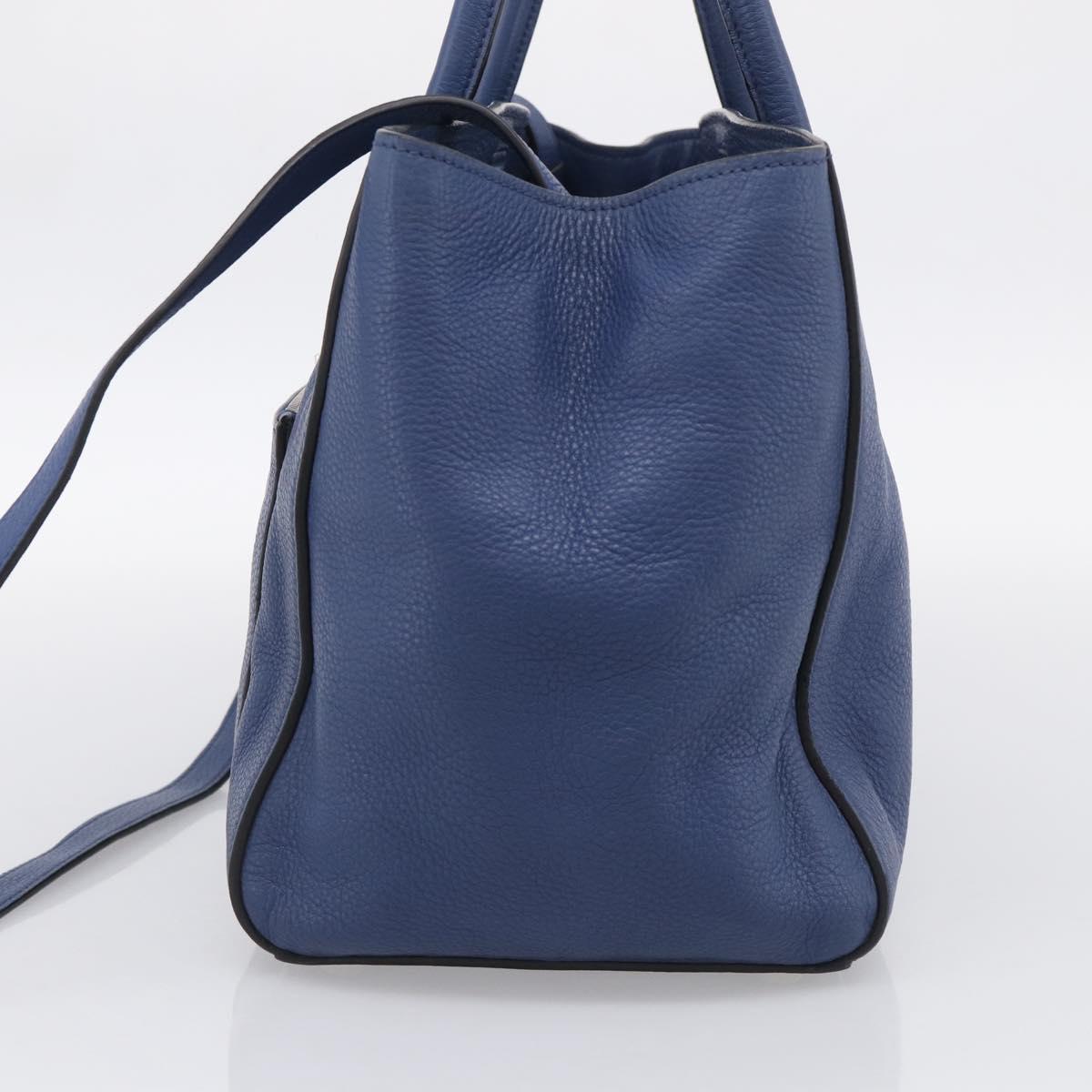 PRADA Vitterodino Tote Bag Leather 2way Blue Silver Auth BA16335V