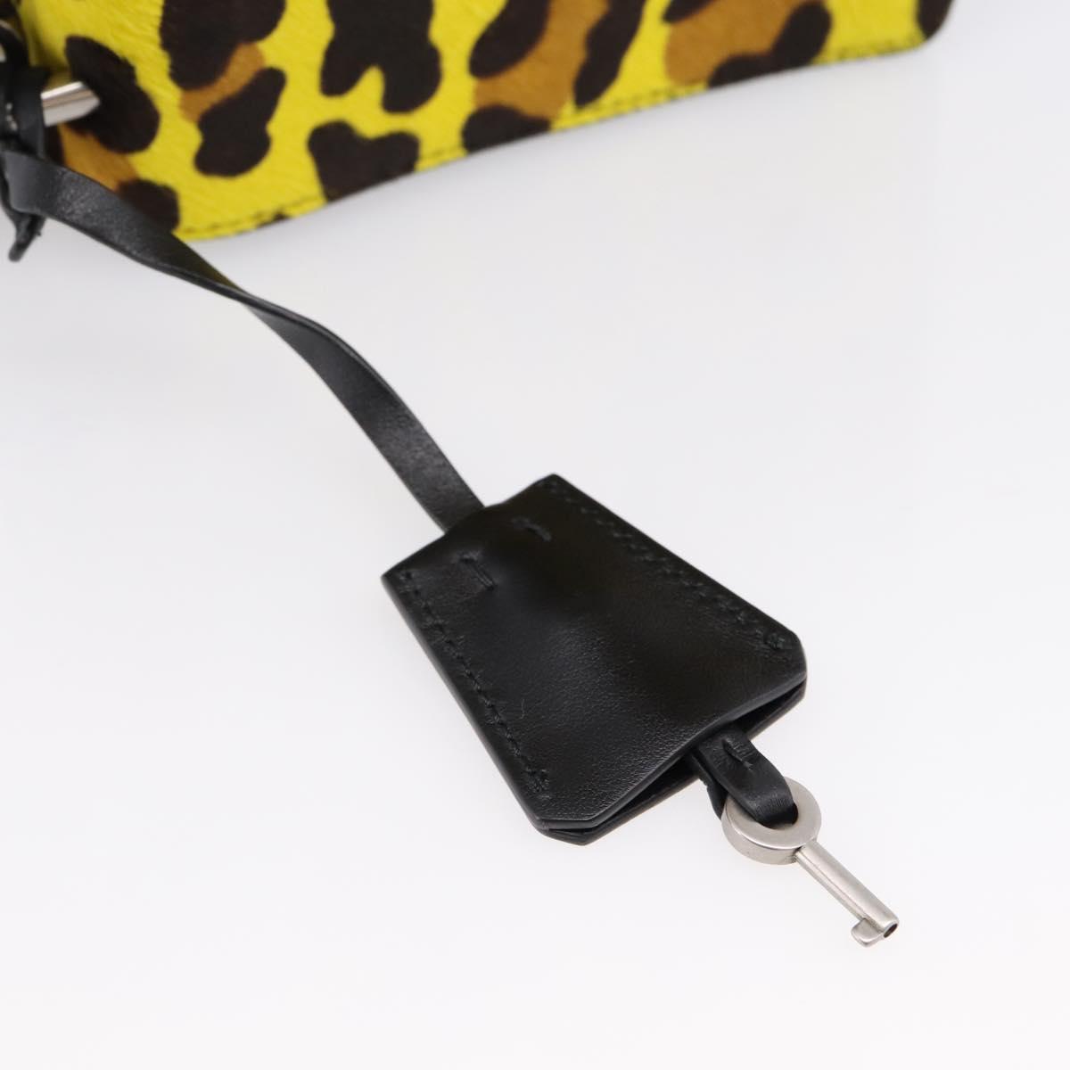 PRADA Chain Shoulder Bag Harako leather 2way Yellow Silver Auth BA16344V