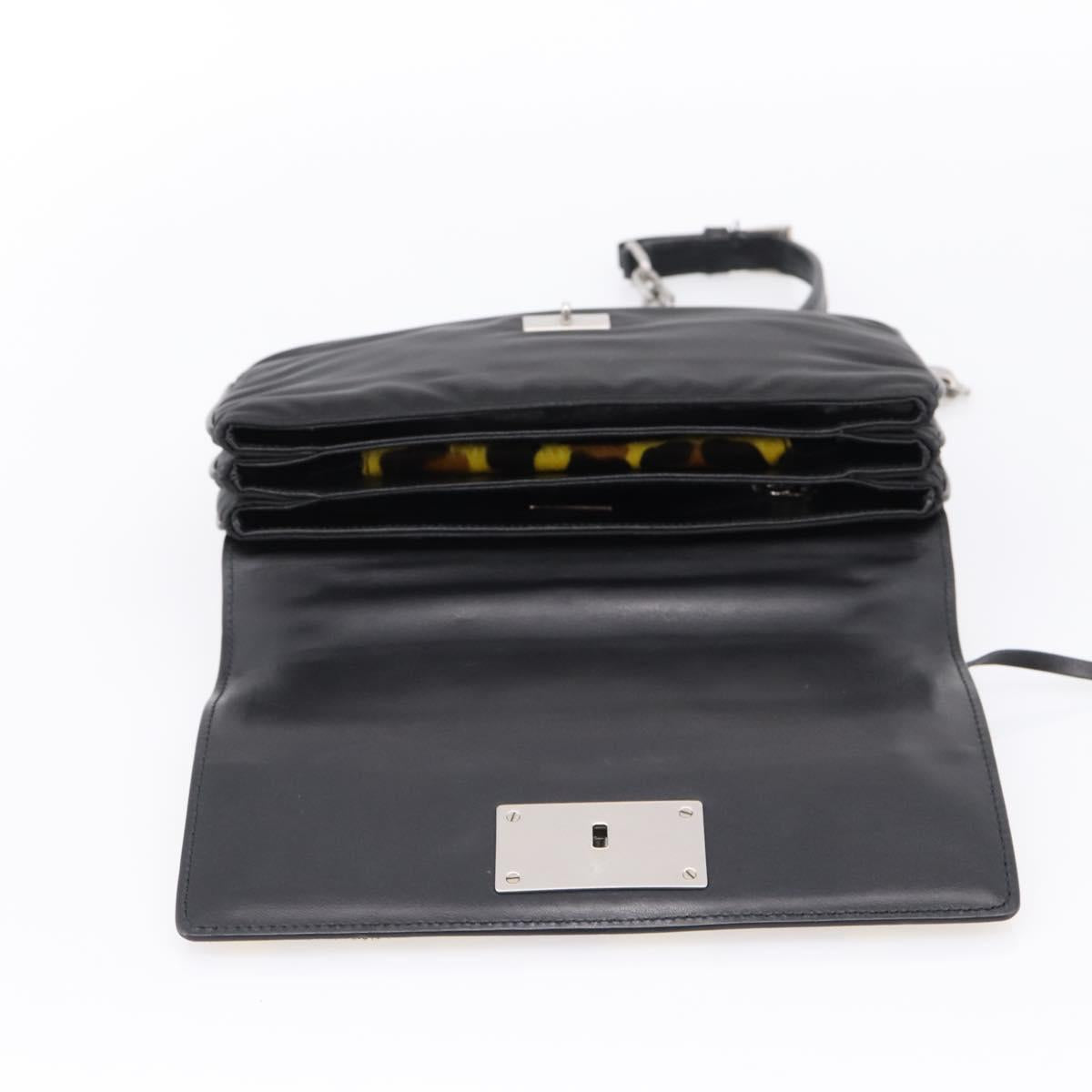 PRADA Chain Shoulder Bag Harako leather 2way Yellow Silver Auth BA16344V