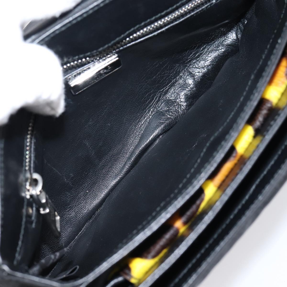 PRADA Chain Shoulder Bag Harako leather 2way Yellow Silver Auth BA16344V