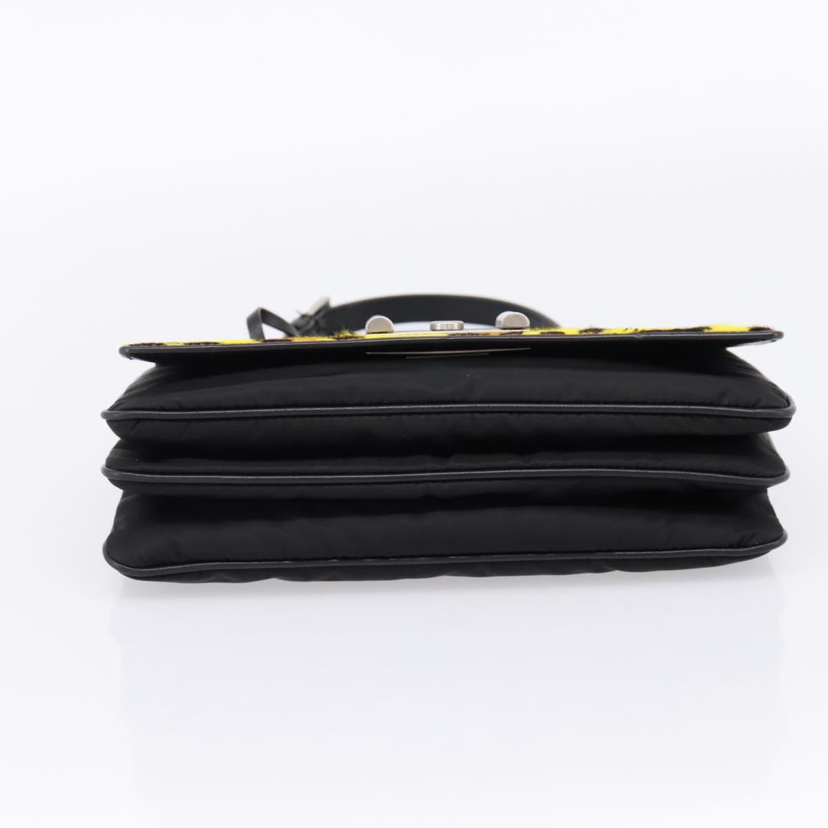 PRADA Chain Shoulder Bag Harako leather 2way Yellow Silver Auth BA16344V