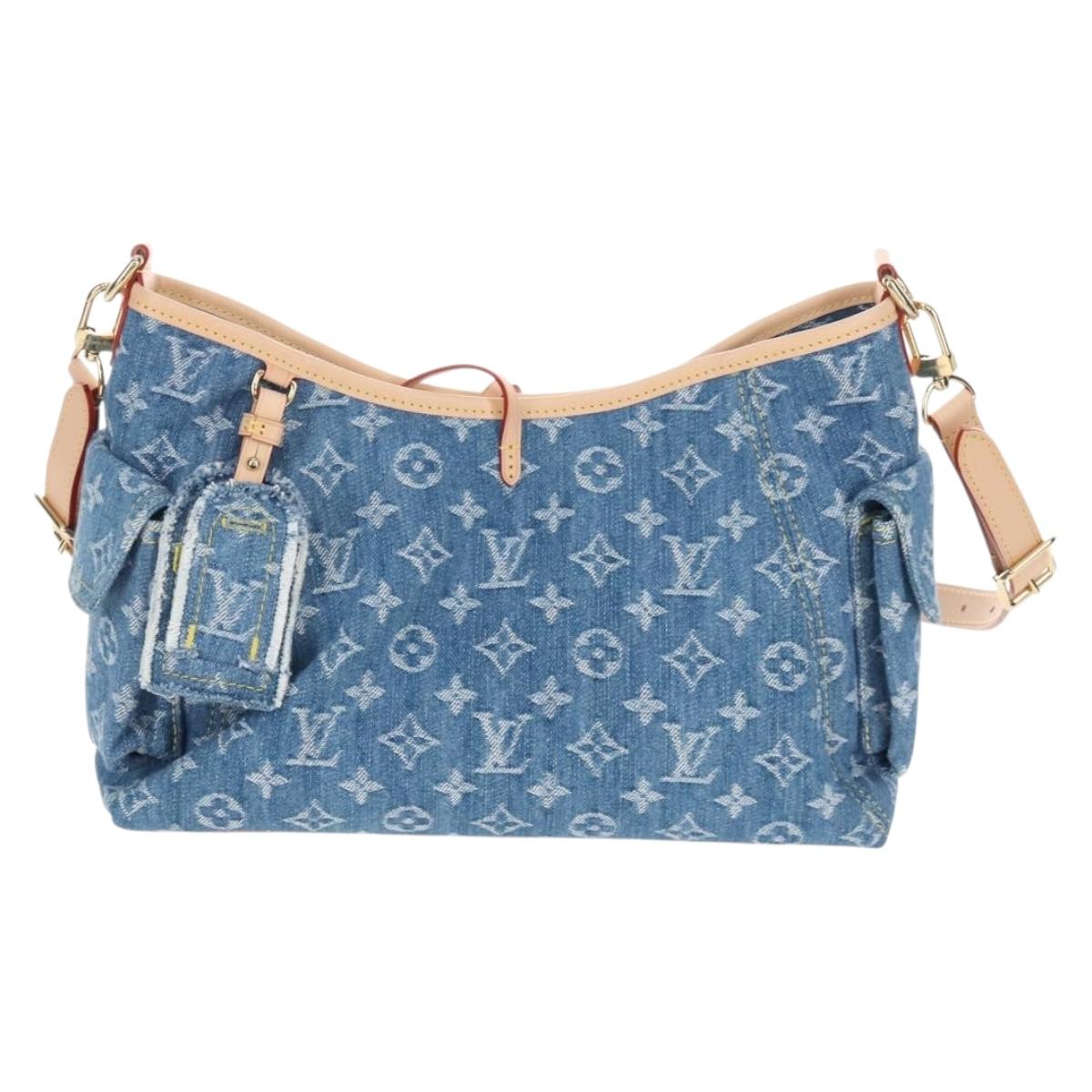 LOUIS VUITTON Monogram Denim Carryall MM Shoulder Bag Blue M46855 LV Auth BA16347SM