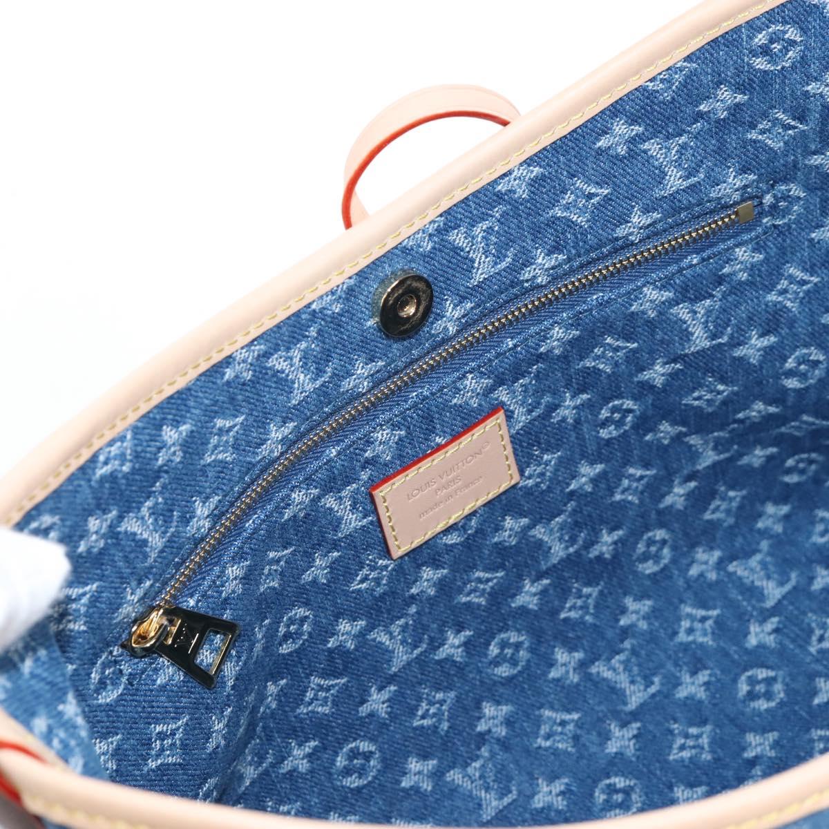 LOUIS VUITTON Monogram Denim Carryall MM Shoulder Bag Blue M46855 LV Auth BA16347SM