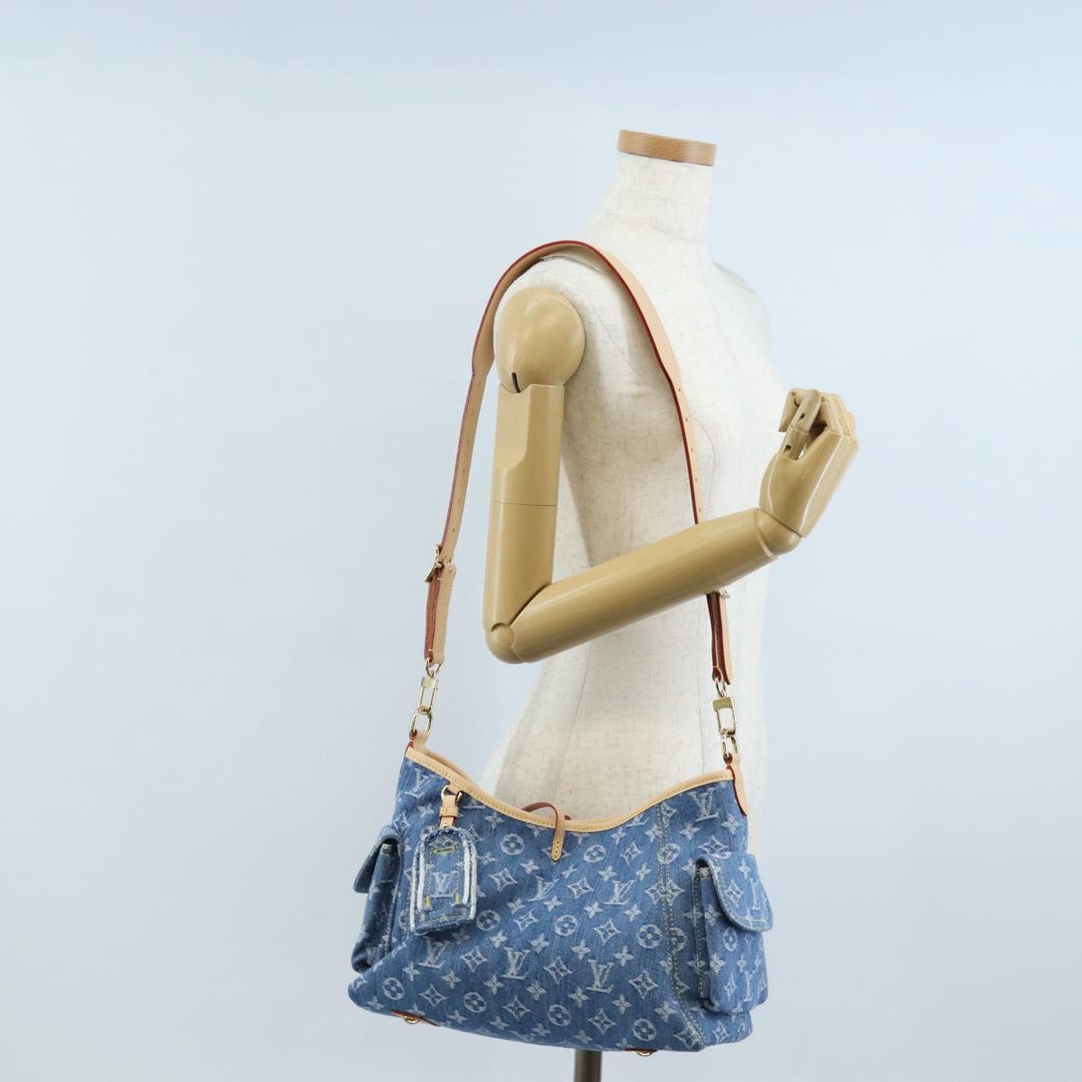 LOUIS VUITTON Monogram Denim Carryall MM Shoulder Bag Blue M46855 LV Auth BA16347SM