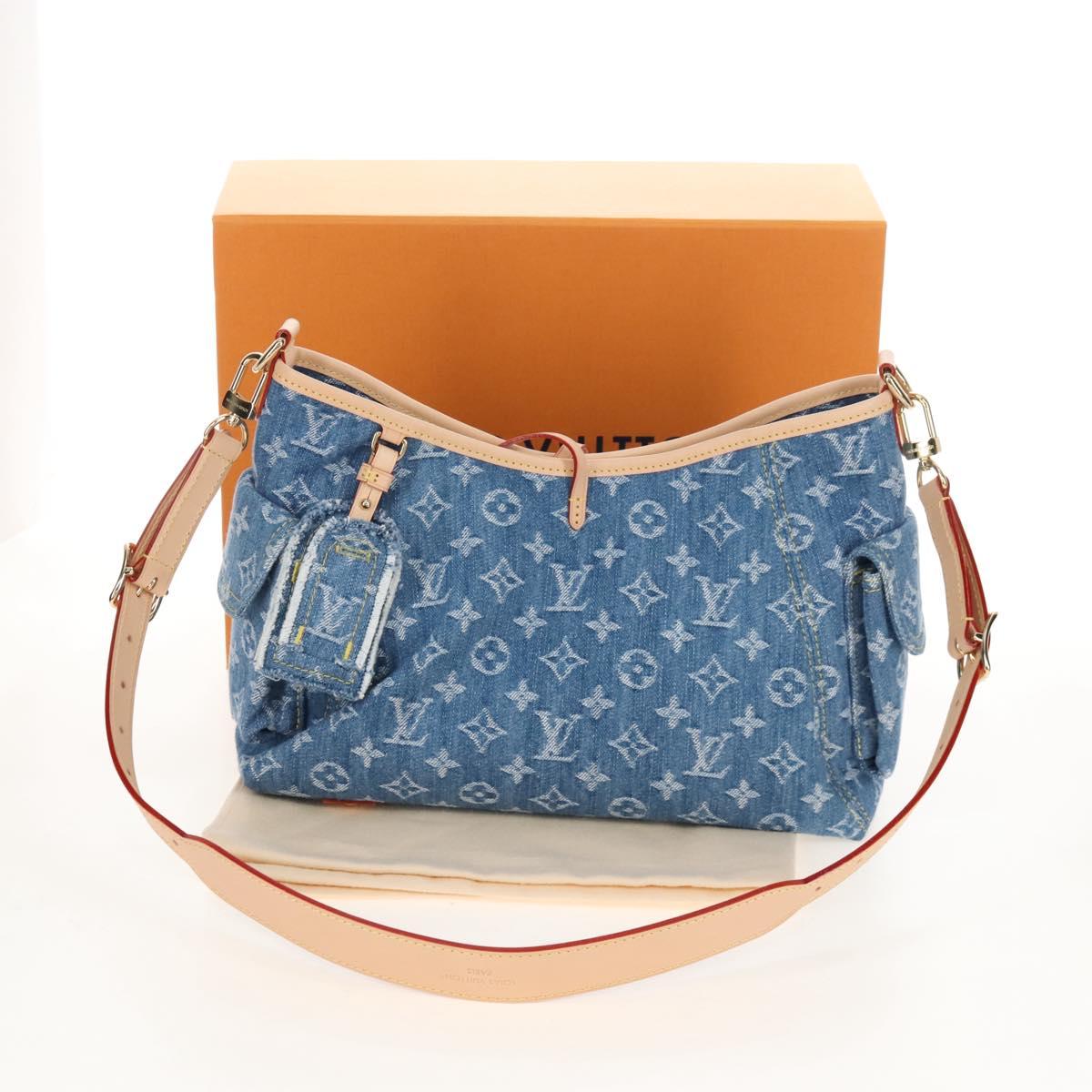 LOUIS VUITTON Monogram Denim Carryall MM Shoulder Bag Blue M46855 LV Auth BA16347SM