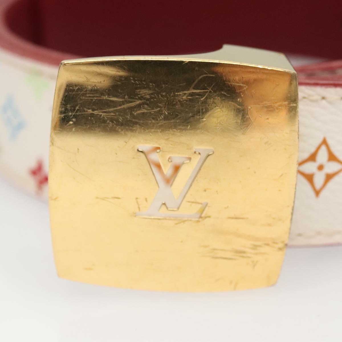 LOUIS VUITTON Multicolor Ceinture Care Belt 37.8"" White M9682 Auth BA1635