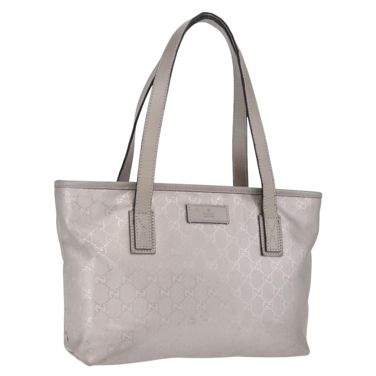 GUCCI GG Implementation Hand Bag PVC Silver 211138 Auth BA16353
