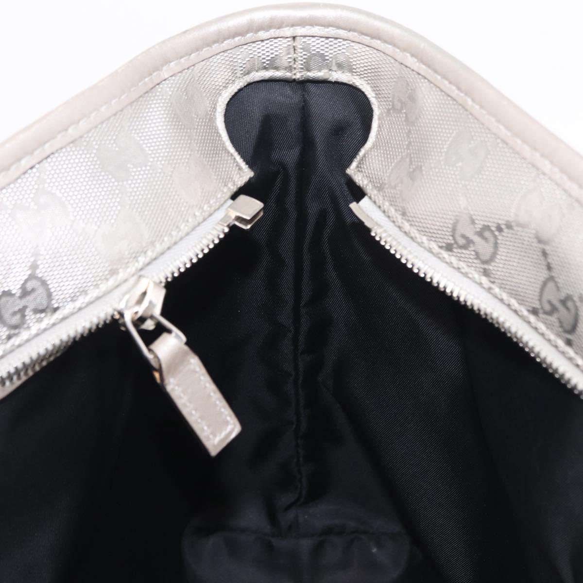GUCCI GG Implementation Hand Bag PVC Silver 211138 Auth BA16353