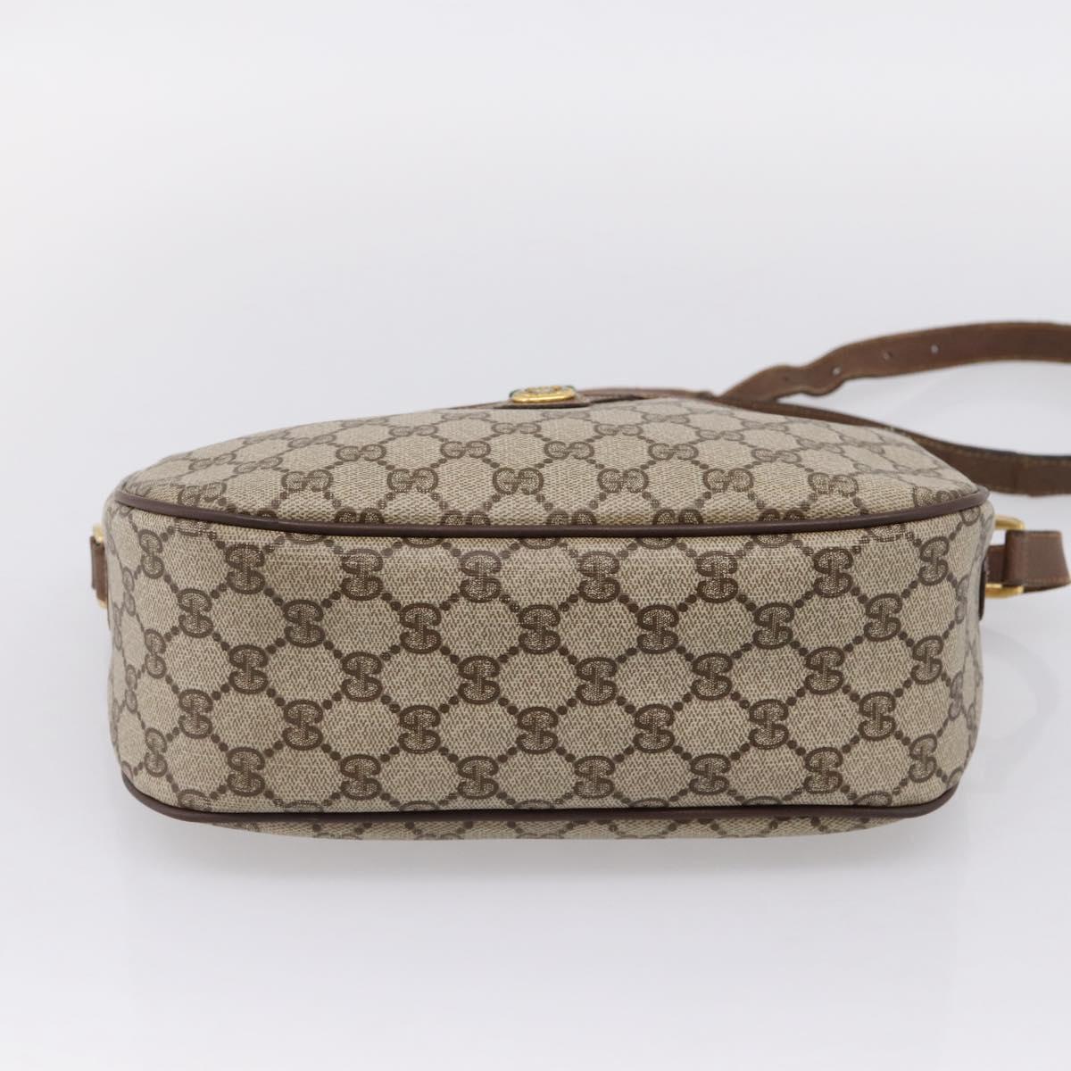 GUCCI GG Supreme Web Sherry Line Shoulder Bag PVC Beige Gold Auth BA16354