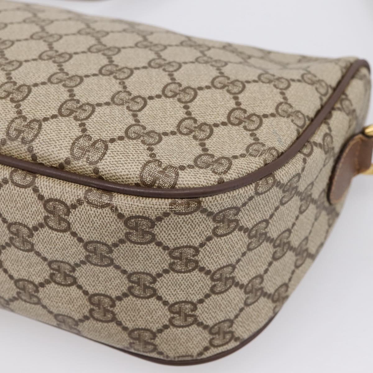 GUCCI GG Supreme Web Sherry Line Shoulder Bag PVC Beige Gold Auth BA16354
