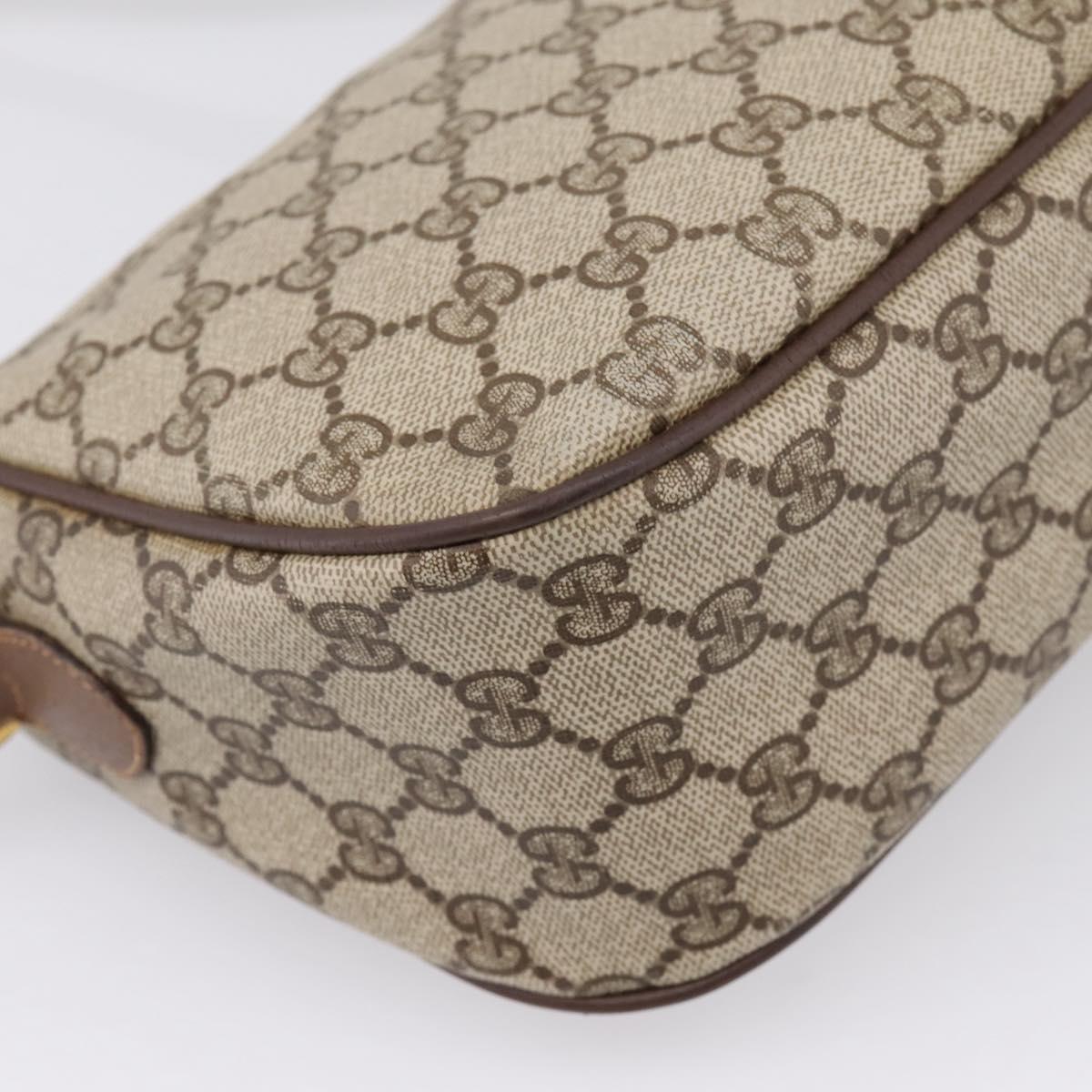 GUCCI GG Supreme Web Sherry Line Shoulder Bag PVC Beige Gold Auth BA16354