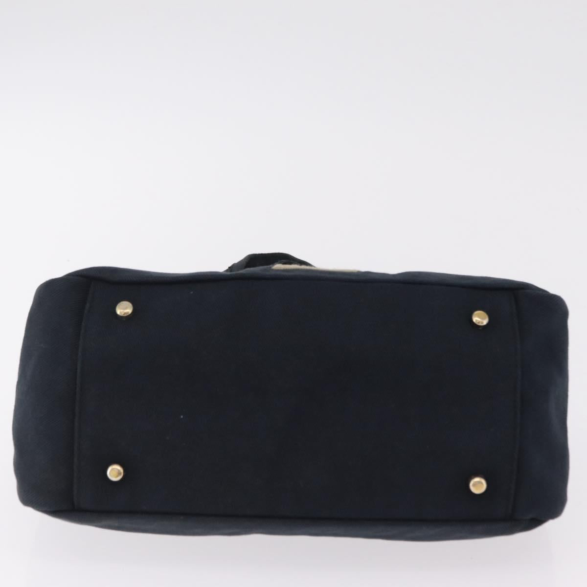 Saint Laurent Kahala Tote Bag Canvas Navy Gold Auth BA16357