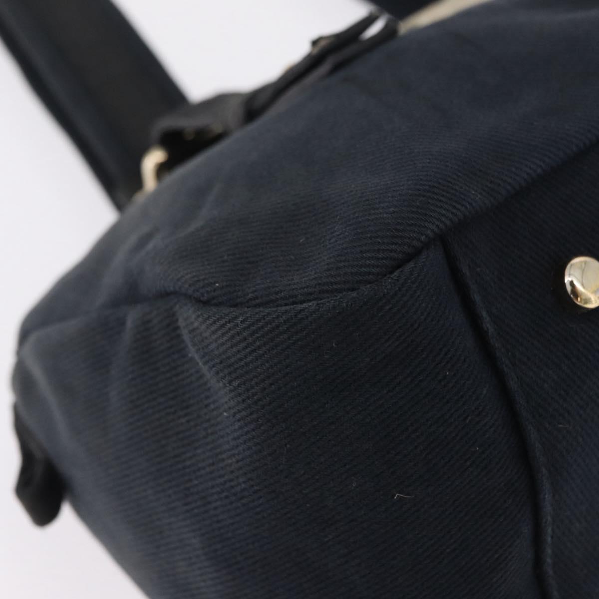 Saint Laurent Kahala Tote Bag Canvas Navy Gold Auth BA16357