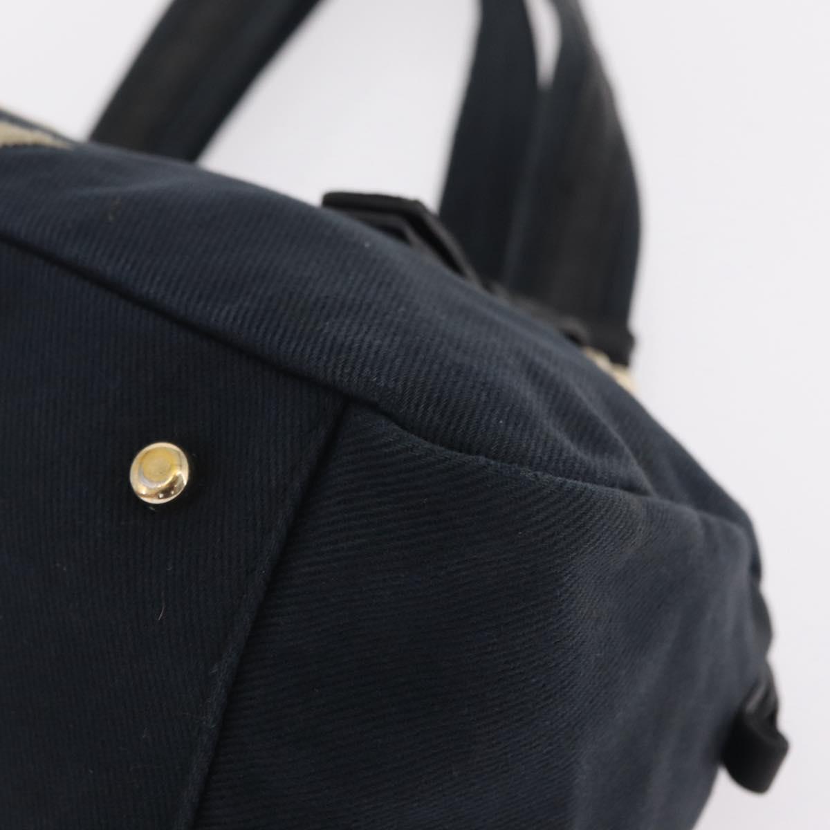 Saint Laurent Kahala Tote Bag Canvas Navy Gold Auth BA16357
