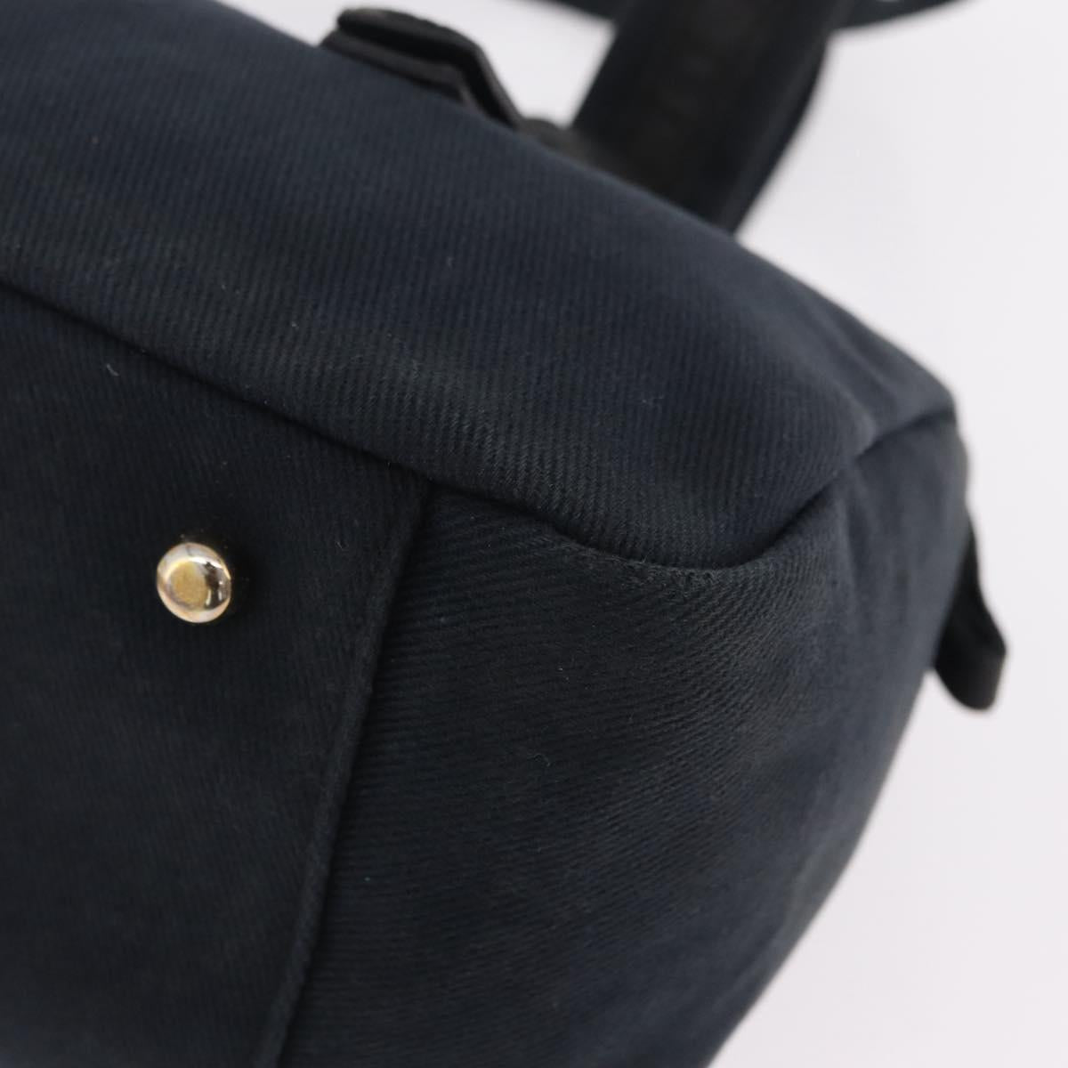Saint Laurent Kahala Tote Bag Canvas Navy Gold Auth BA16357