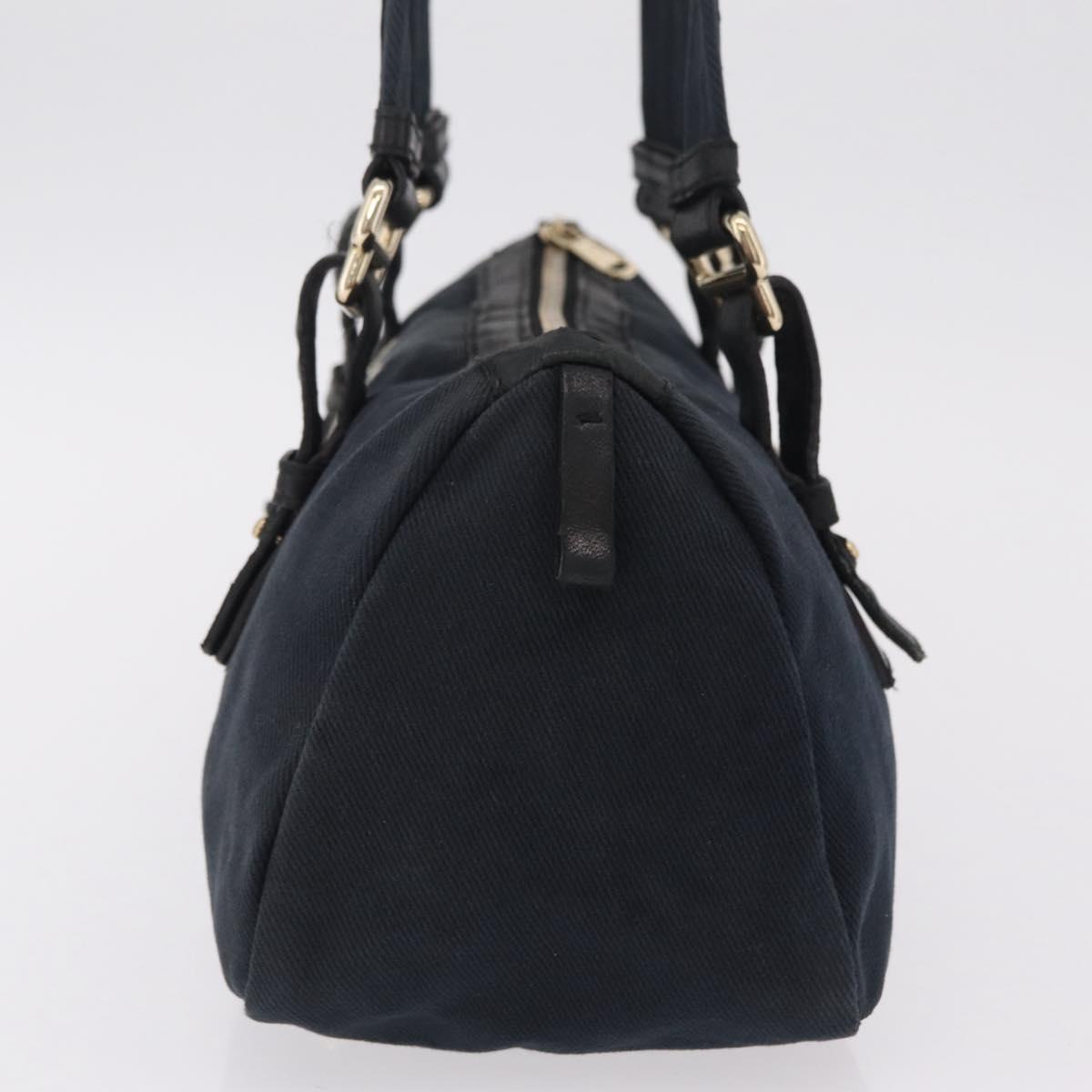Saint Laurent Kahala Tote Bag Canvas Navy Gold Auth BA16357