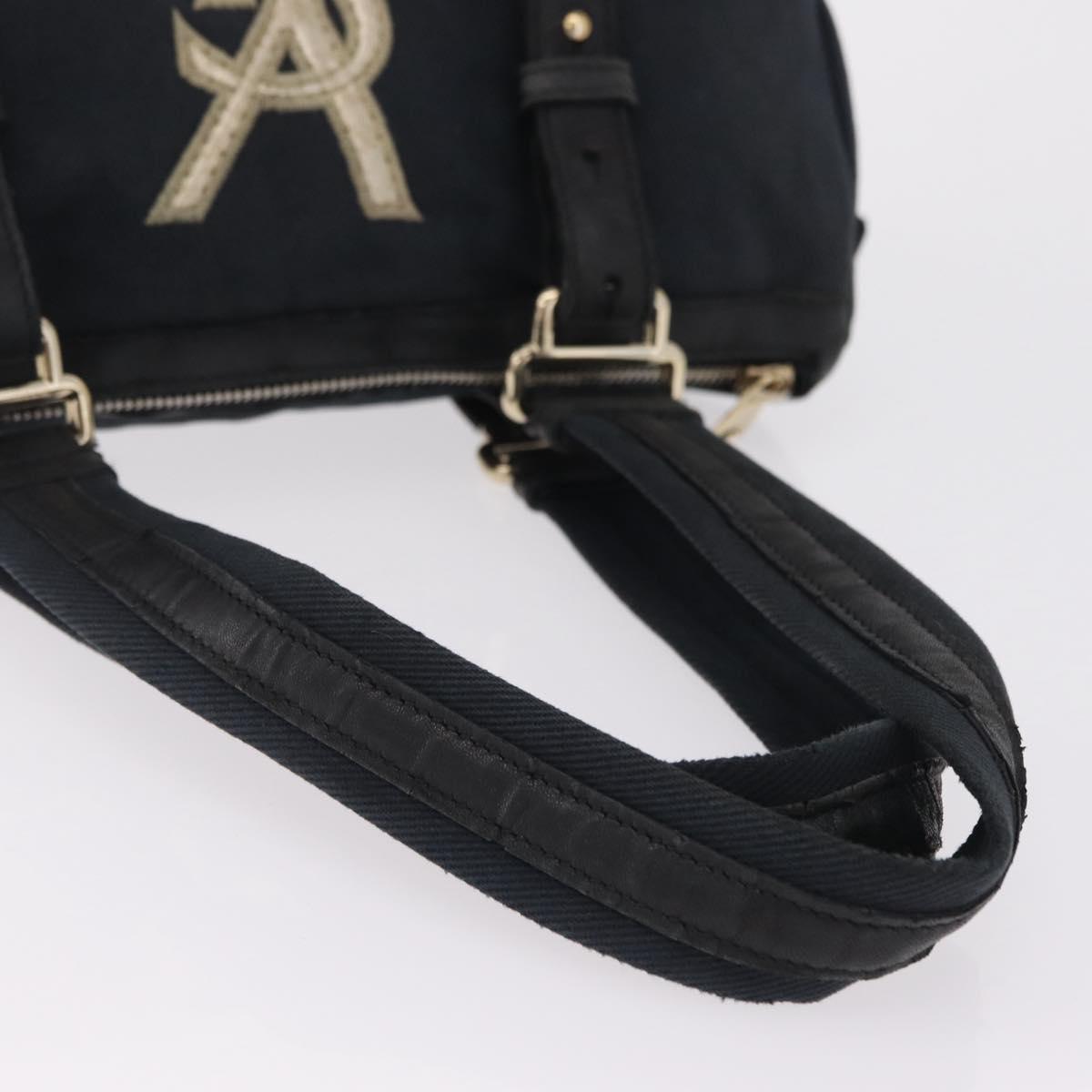 Saint Laurent Kahala Tote Bag Canvas Navy Gold Auth BA16357