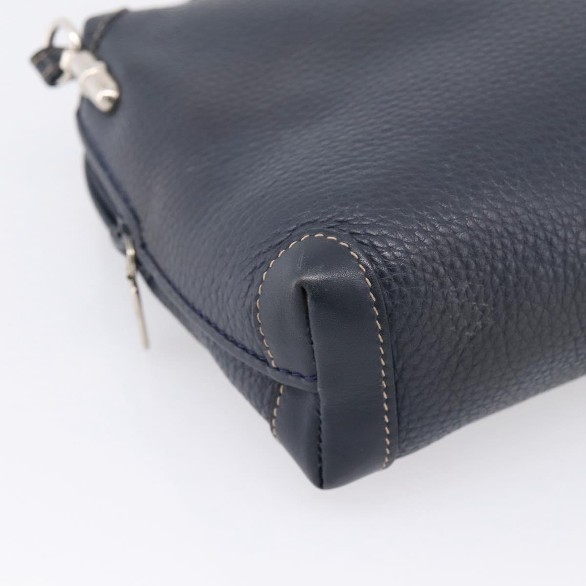GUCCI Shoulder Bag Leather Navy Silver 007 37 4916 Auth BA16359