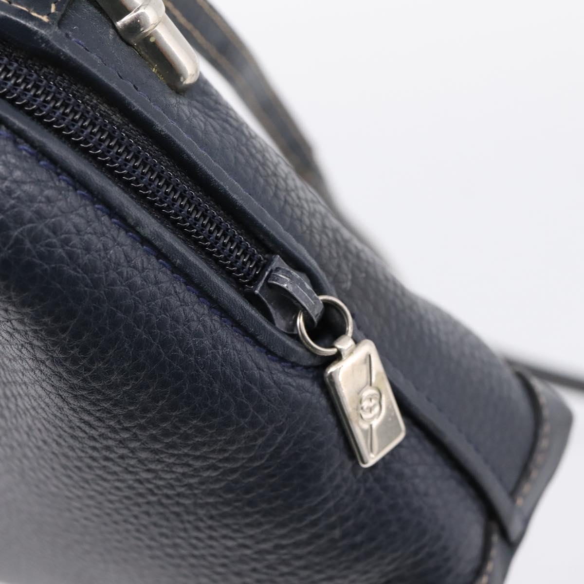 GUCCI Shoulder Bag Leather Navy Silver 007 37 4916 Auth BA16359