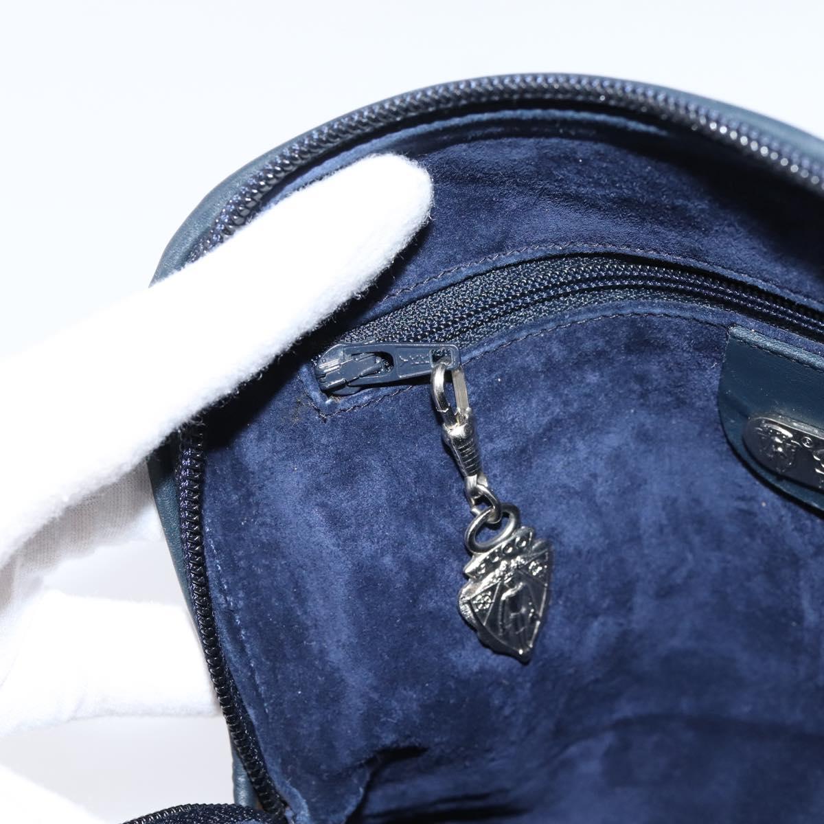 GUCCI Shoulder Bag Leather Navy Silver 007 37 4916 Auth BA16359
