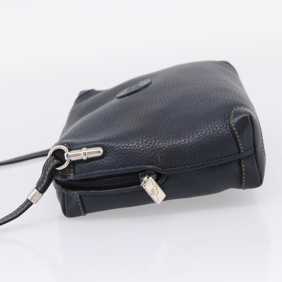 GUCCI Shoulder Bag Leather Navy Silver 007 37 4916 Auth BA16359