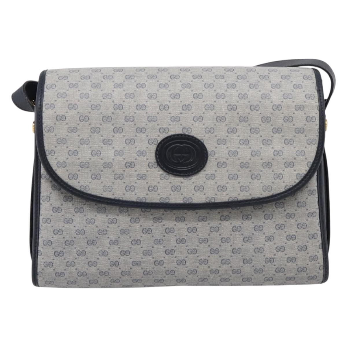 GUCCI Micro GG Supreme Shoulder Bag PVC Navy Gold 001 14 0712 Auth BA16361
