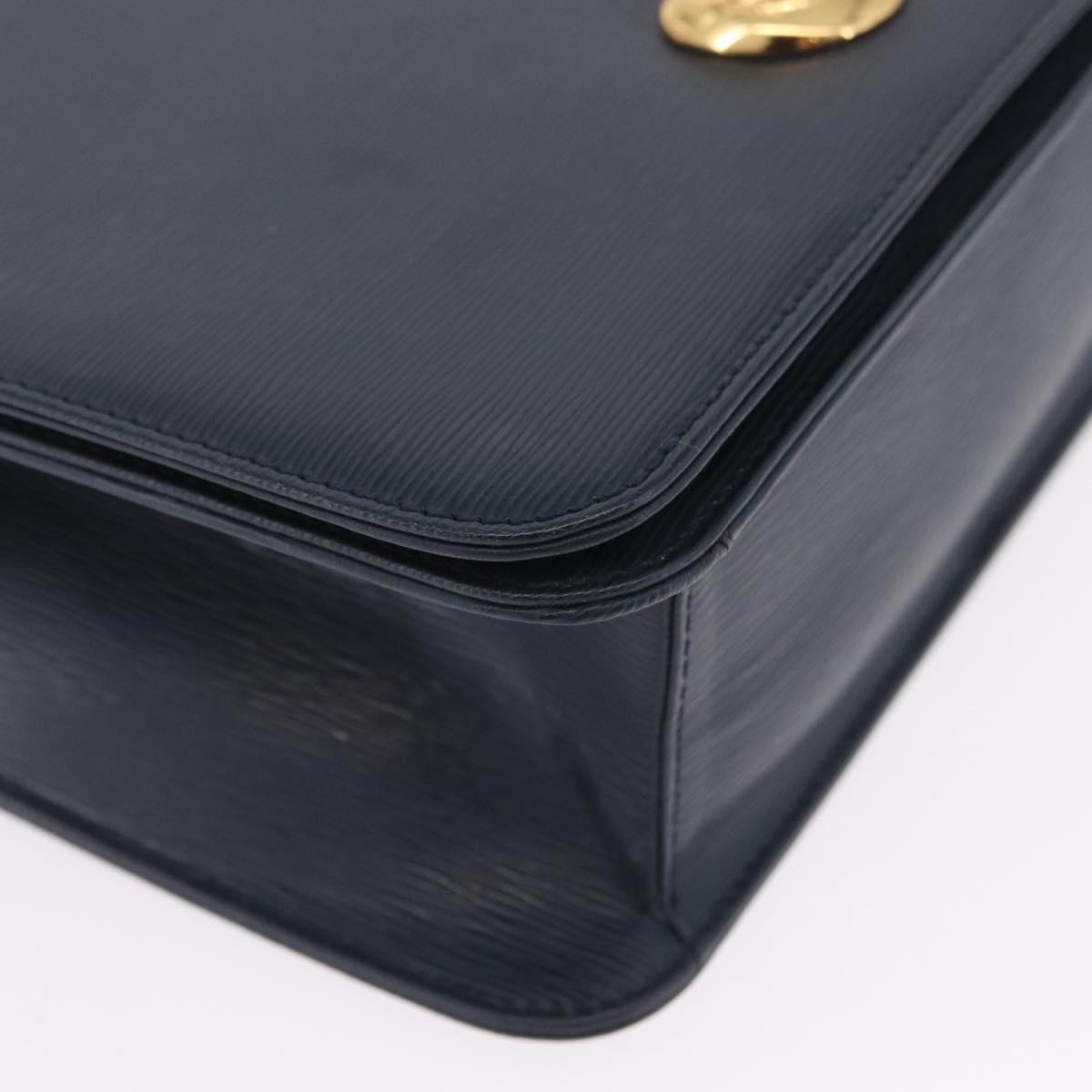 Chloe Chain Shoulder Bag Leather Navy Gold Auth BA16368